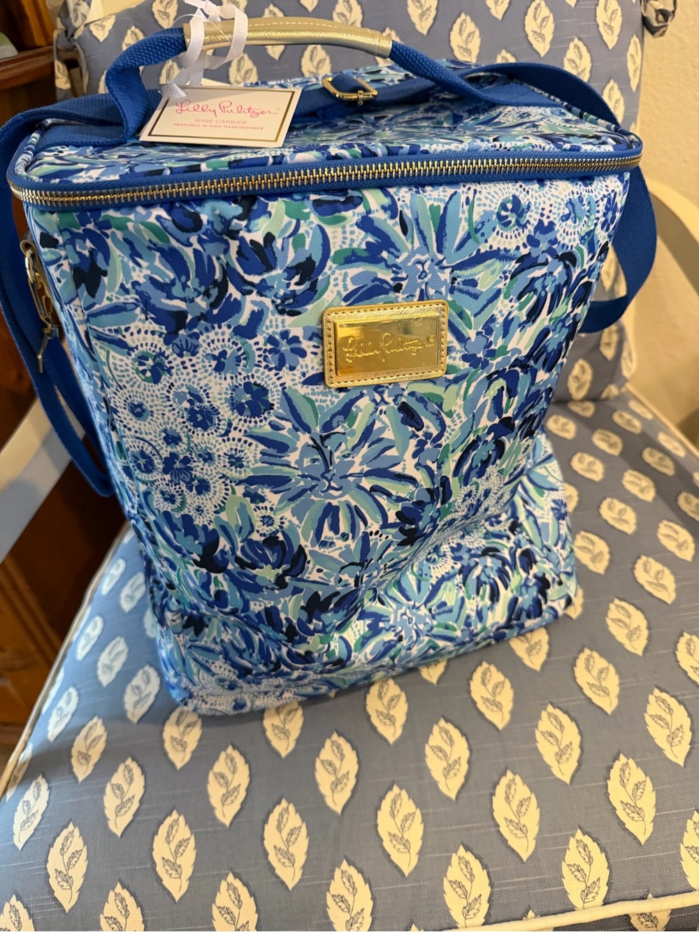 Lilly Pulitzer Blue Floral Insulated Cooler Tote